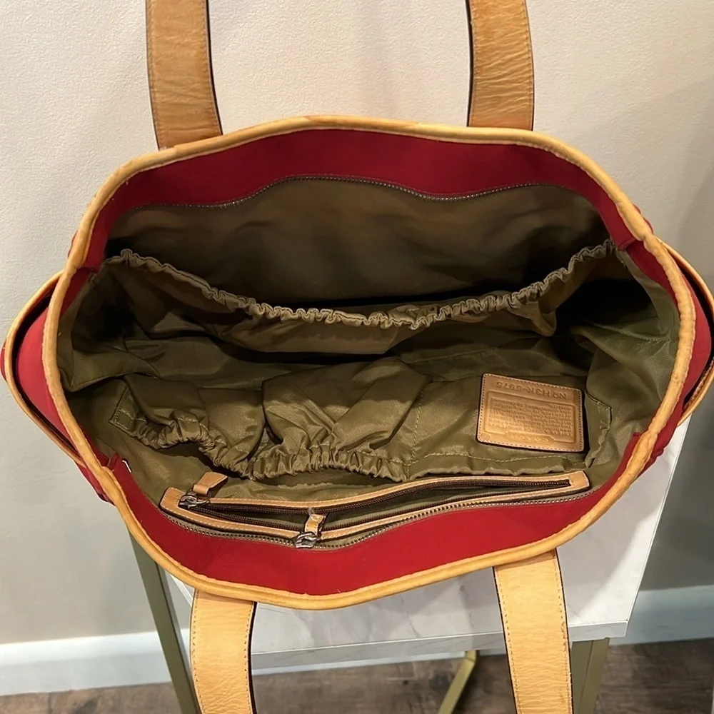 🔥Coach Red and Tan Totes with Gold Hardware Diaper Bag🔥